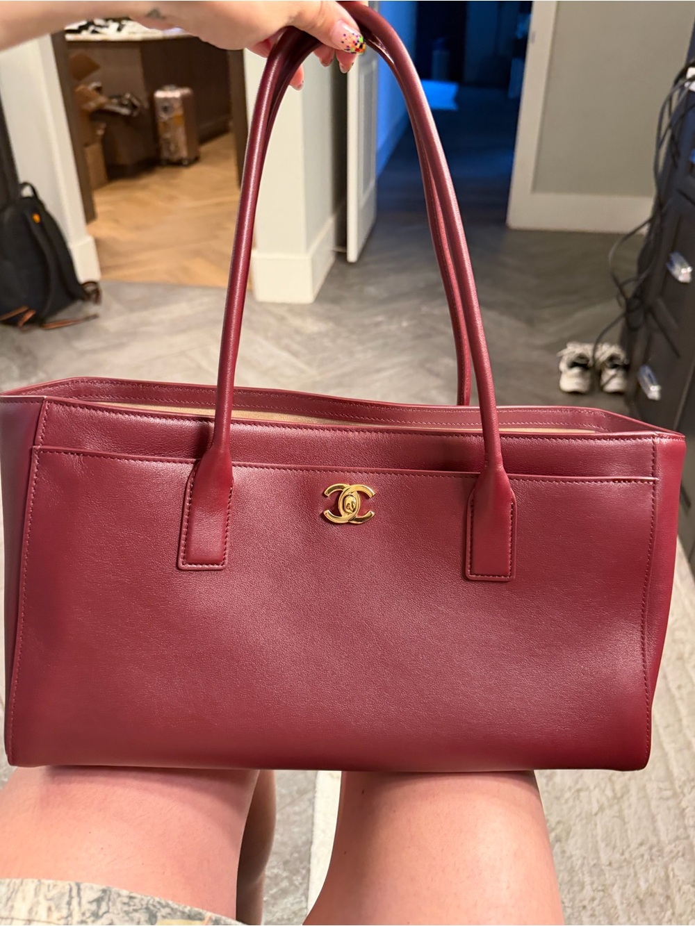 26S Chanel Calfskin Matthieu Blazy Archetype Large Shopper Tote Burgundy